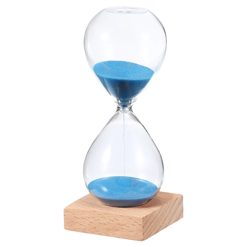 10 Minutes Sand Timer, Sand Watch with Wood Base, Blue