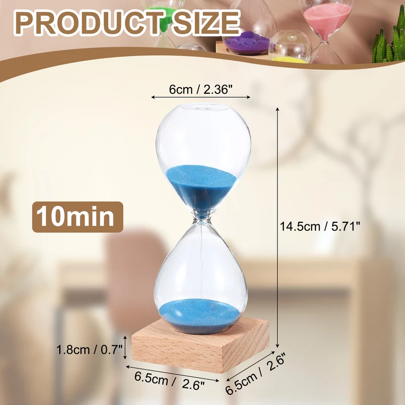 10 Minutes Sand Timer, Sand Watch with Wood Base, Blue