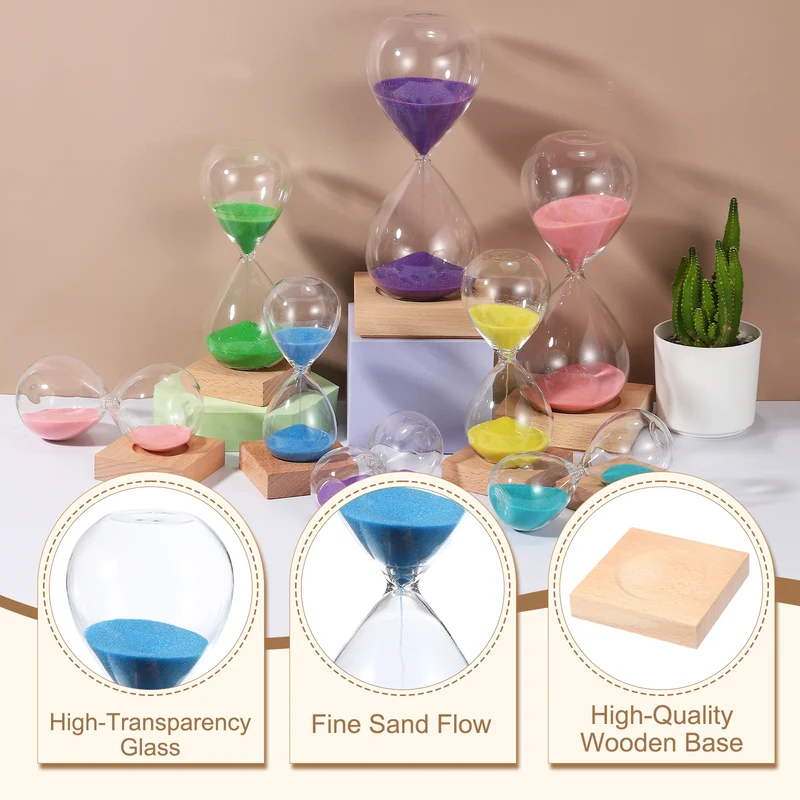 10 Minutes Sand Timer, Sand Watch with Wood Base, Blue