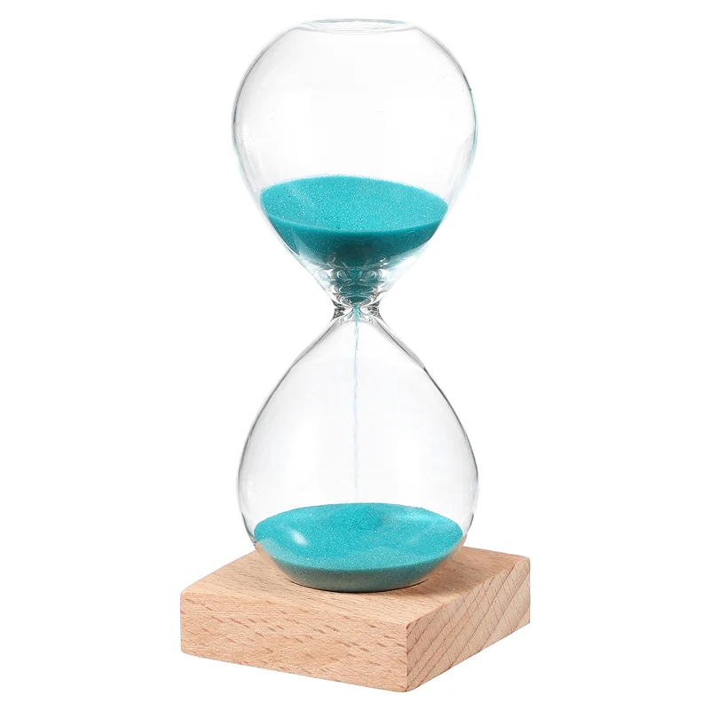 10 Minutes Sand Timer, Sand Watch with Wood Base, Bright Blue