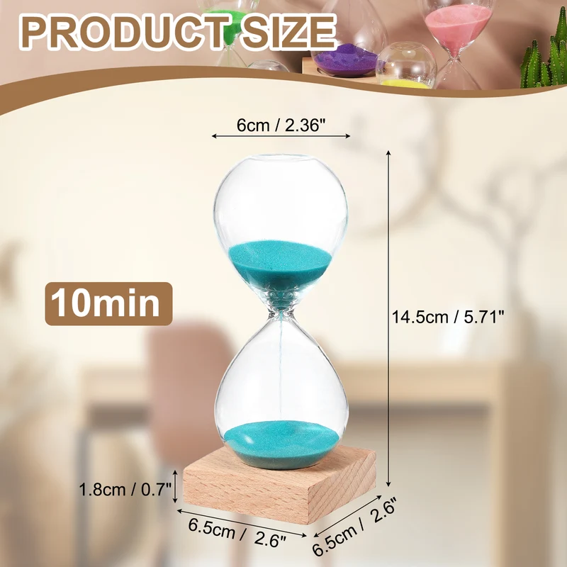 10 Minutes Sand Timer, Sand Watch with Wood Base, Bright Blue