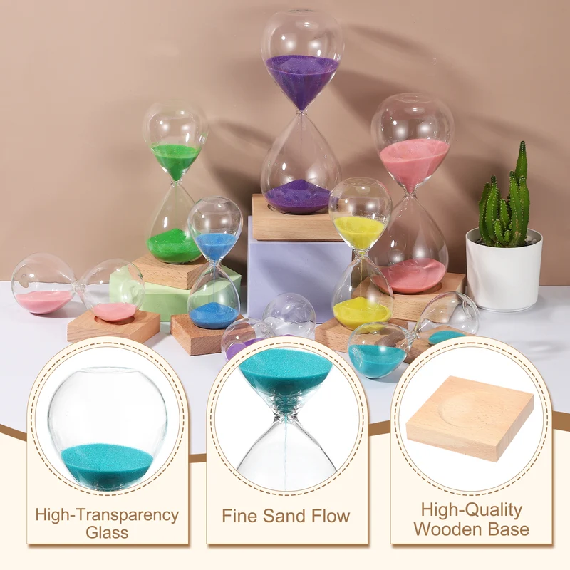 10 Minutes Sand Timer, Sand Watch with Wood Base, Bright Blue