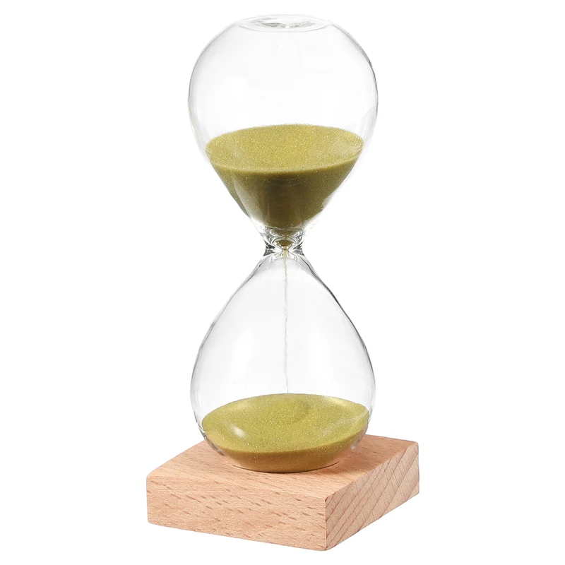 10 Minutes Sand Timer, Sand Watch with Wood Base, Gold