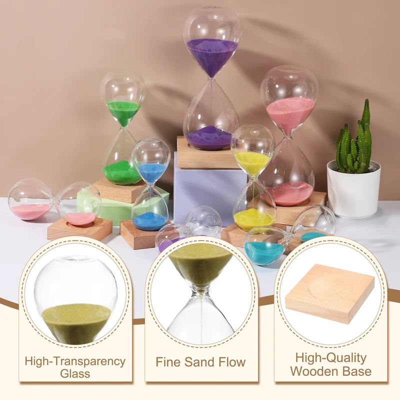 10 Minutes Sand Timer, Sand Watch with Wood Base, Gold