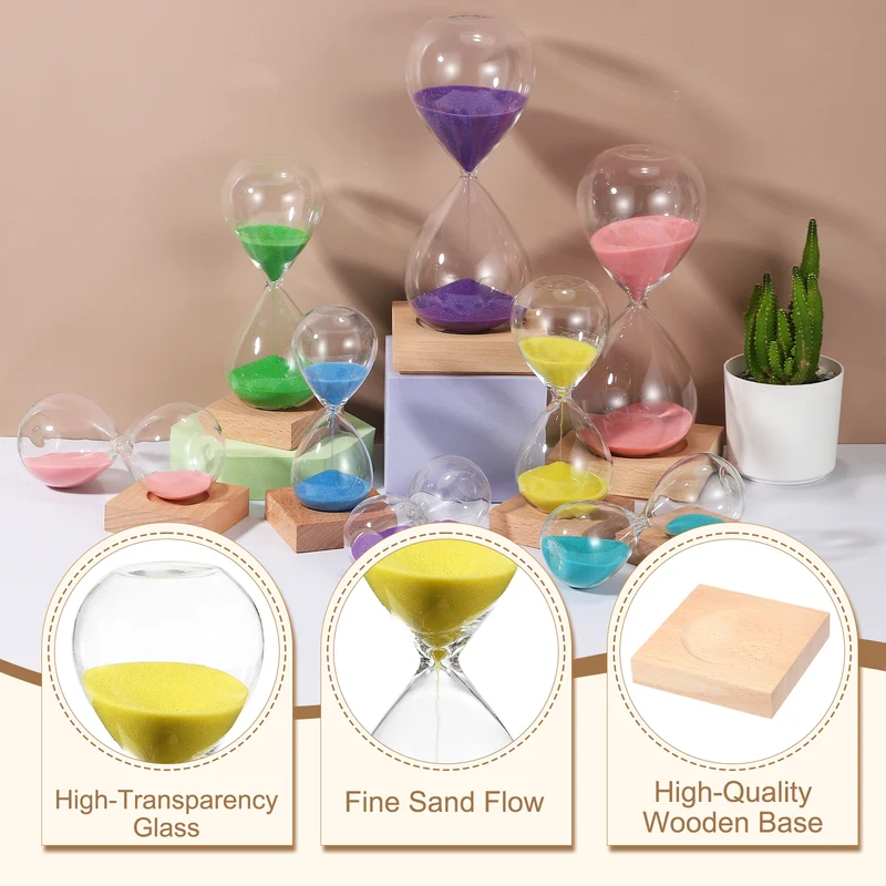 10 Minutes Sand Timer, Sand Watch with Wood Base, Yellow