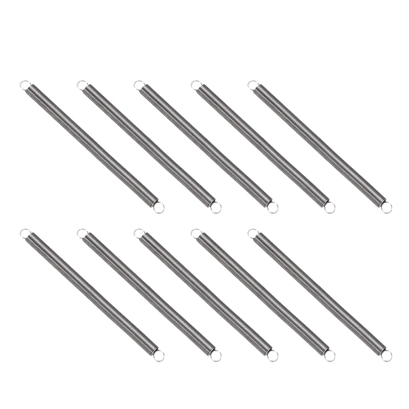 Extension Spring 10pcs Wire Dia 0.01" OD 0.12" Free Length 2"