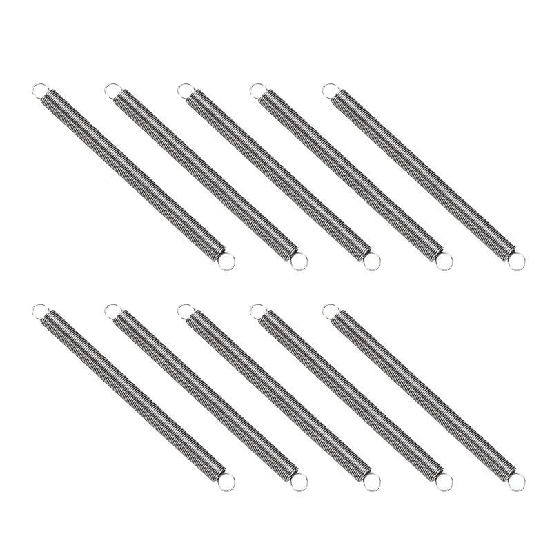 Extension Spring 10pcs Wire Dia 0.01" OD 0.12" Free Length 1.8"