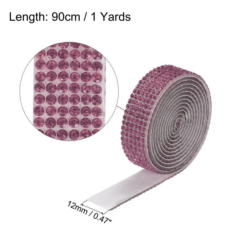 3Roll 1 Yard 8mm Self Adhesive Crystal Ribbon Gold,Purple,Light Purple