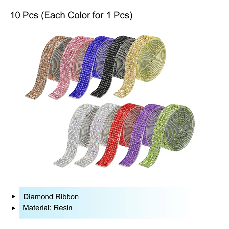 10Roll 1 Yard 8mm Self Adhesive Crystal Ribbon 10 Color