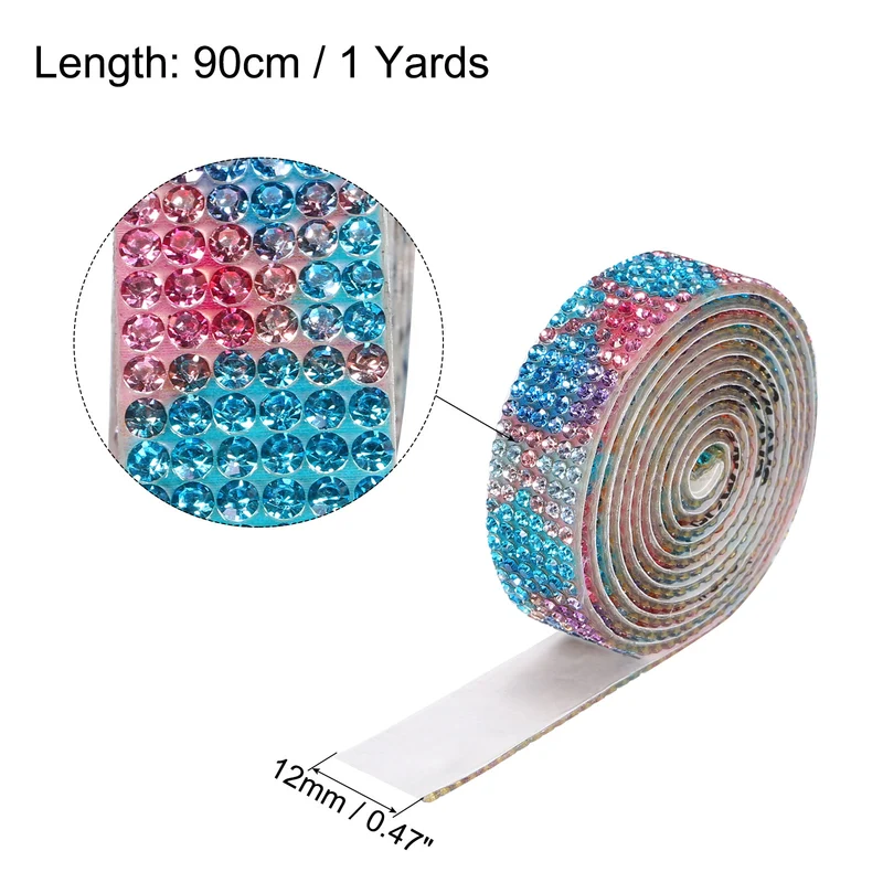 3Roll 1 Yard 12mm Self Adhesive Crystal Ribbon Colorful