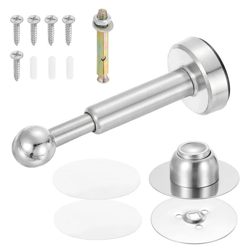 5.7" Magnetic Door Stoppers, Adjustable Door Stops Bumper, Silver