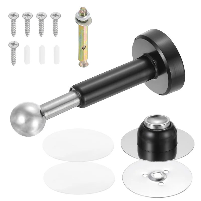 5.1" Magnetic Door Stoppers, Adjustable Door Stops Bumper, Black