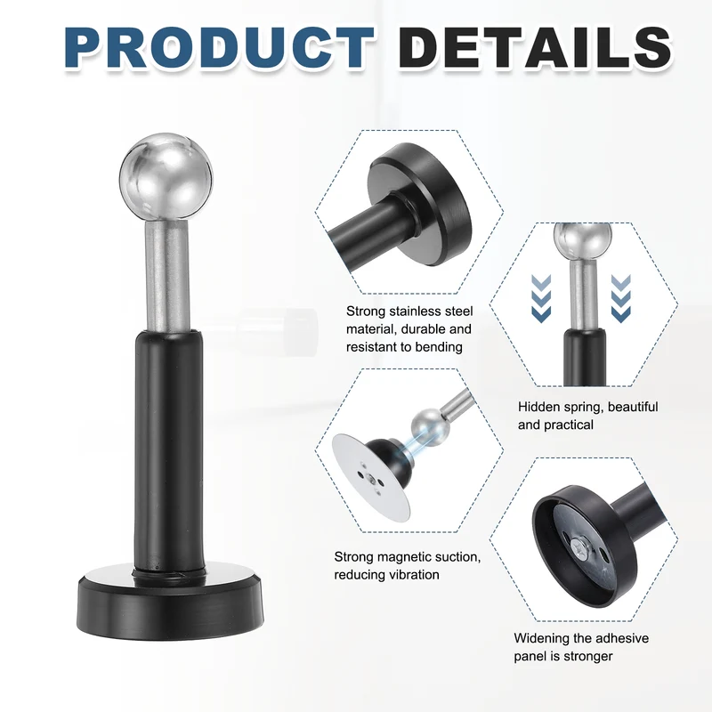 5.1" Magnetic Door Stoppers, Adjustable Door Stops Bumper, Black