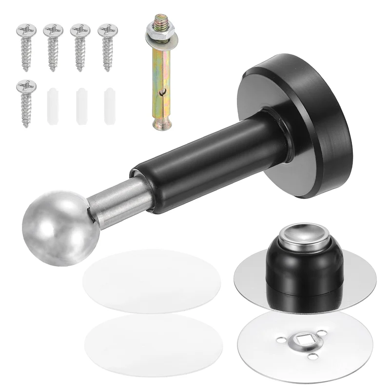 4.2" Magnetic Door Stoppers, Adjustable Door Stops Bumper, Black