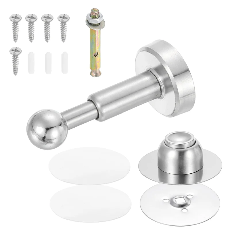 4.2" Magnetic Door Stoppers, Adjustable Door Stops Bumper, Silver