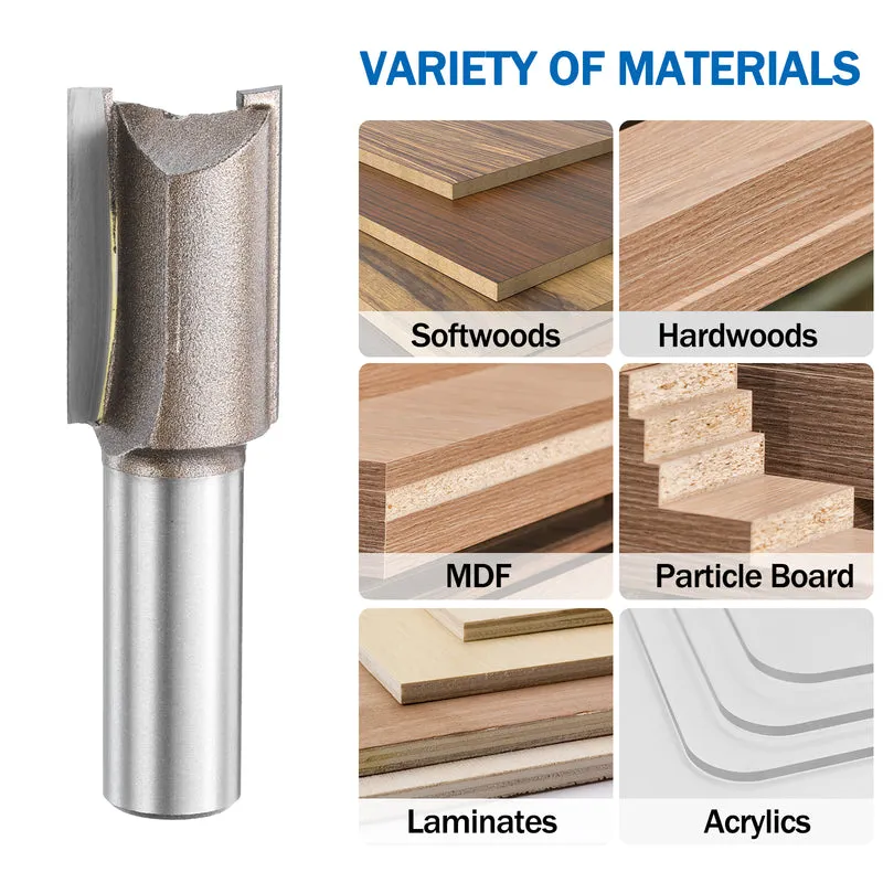 Straight Router Bit 1/2 Shank 3/4" Cutting Dia 2 Flutes 1.18" YG6 Carbide Cutter