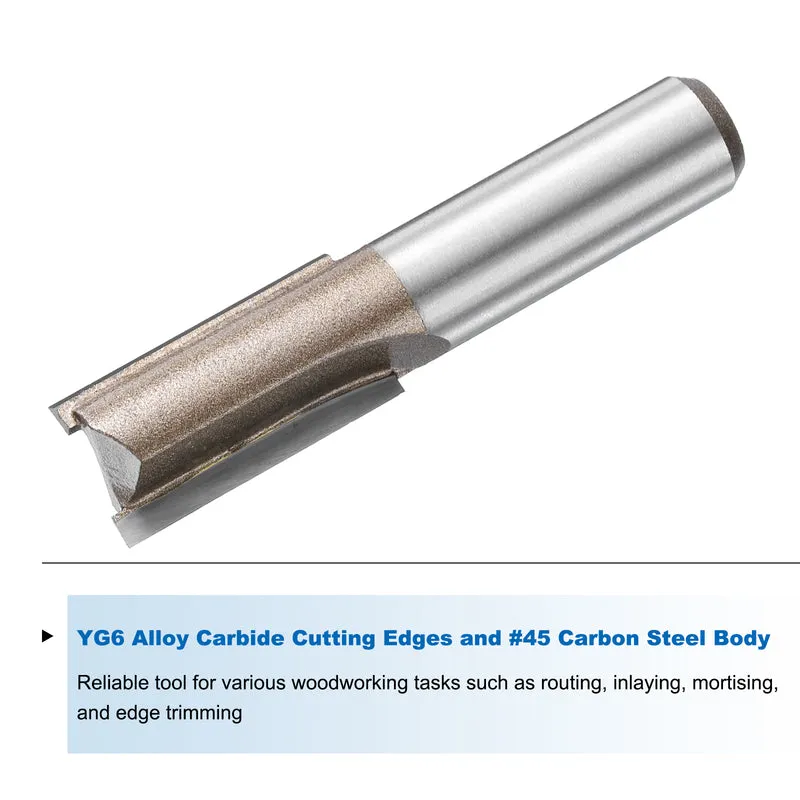 Straight Router Bit 1/2 Shank 19/32" Cutting Dia 2 Flutes 1.18" YG6 Carbide