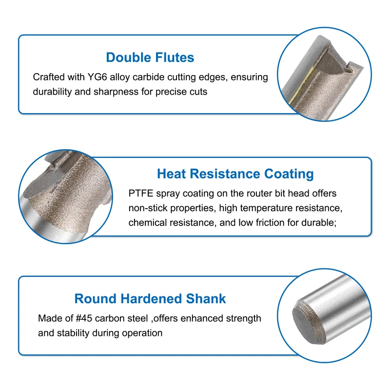Straight Router Bit 1/2 Shank 33/64" Cutting Dia 2 Flutes 1.18" YG6 Carbide