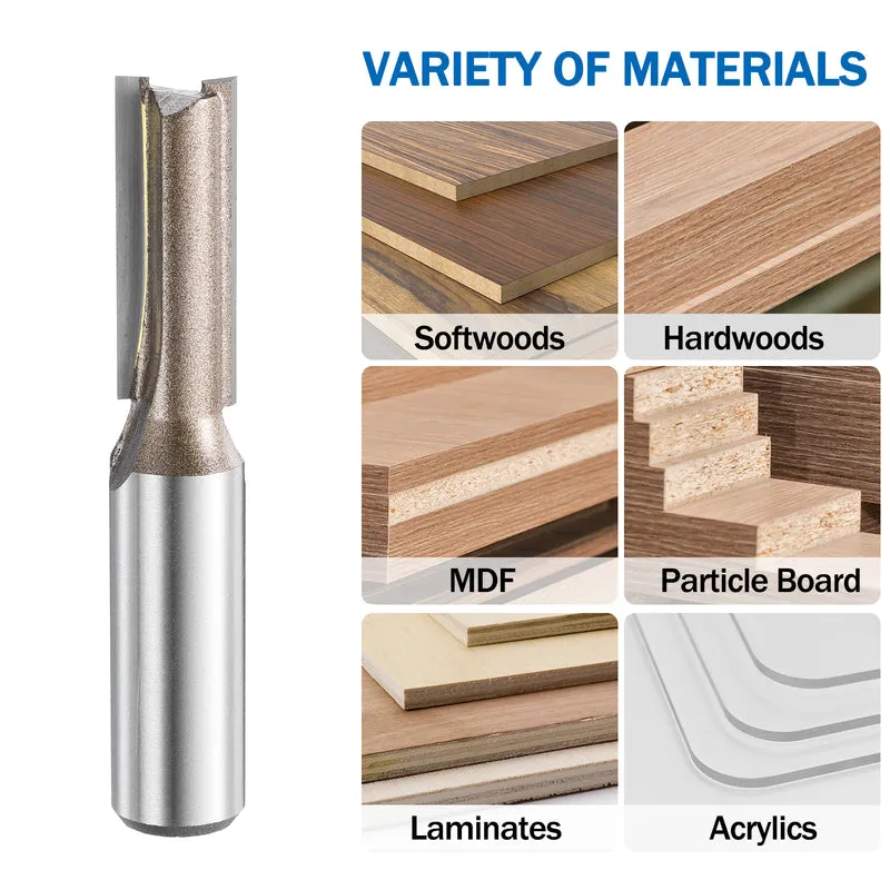 Straight Router Bit 1/2 Shank 7/16" Cutting Dia 2 Flutes 1.18" YG6 Carbide