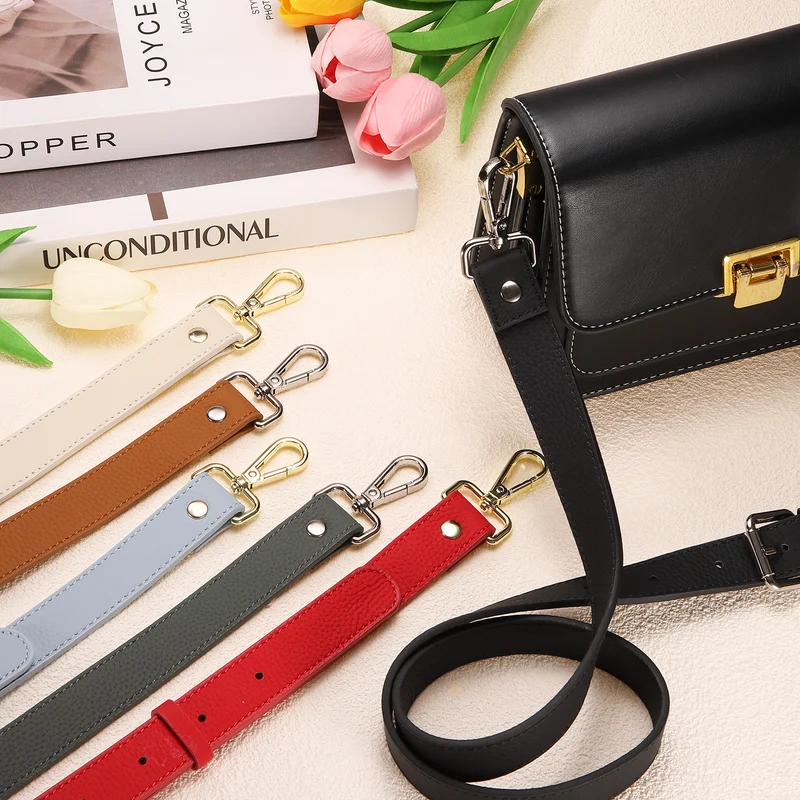 1" Genuine Leather Purse Strap for Bag (Burgundy, Gold Buckle)