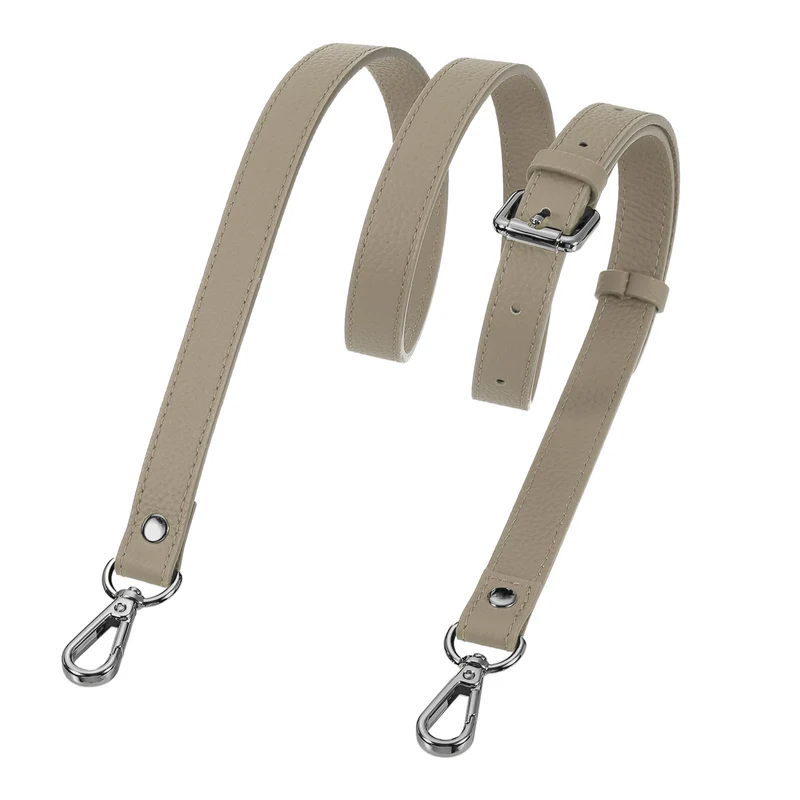 0.7" Genuine Leather Purse Strap for Bag (Apricot, Black Buckle)