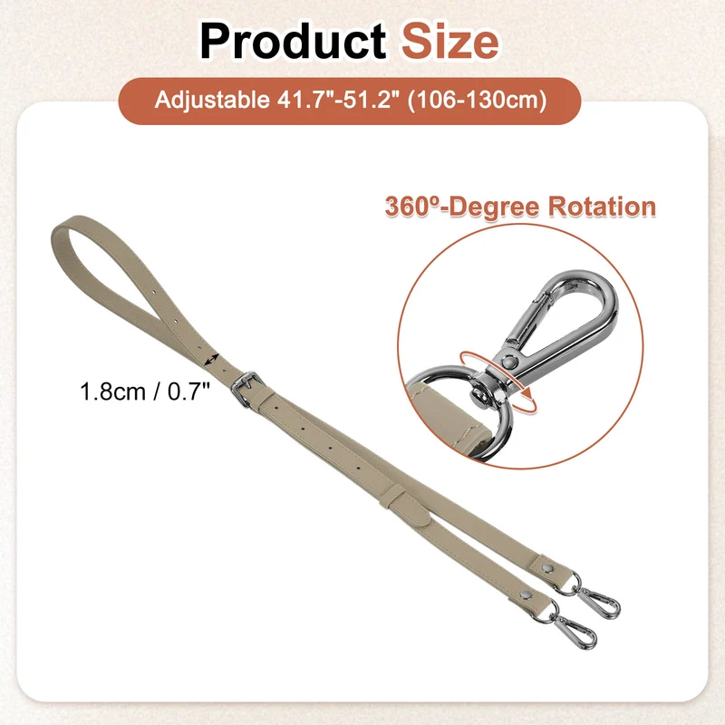 0.7" Genuine Leather Purse Strap for Bag (Apricot, Black Buckle)