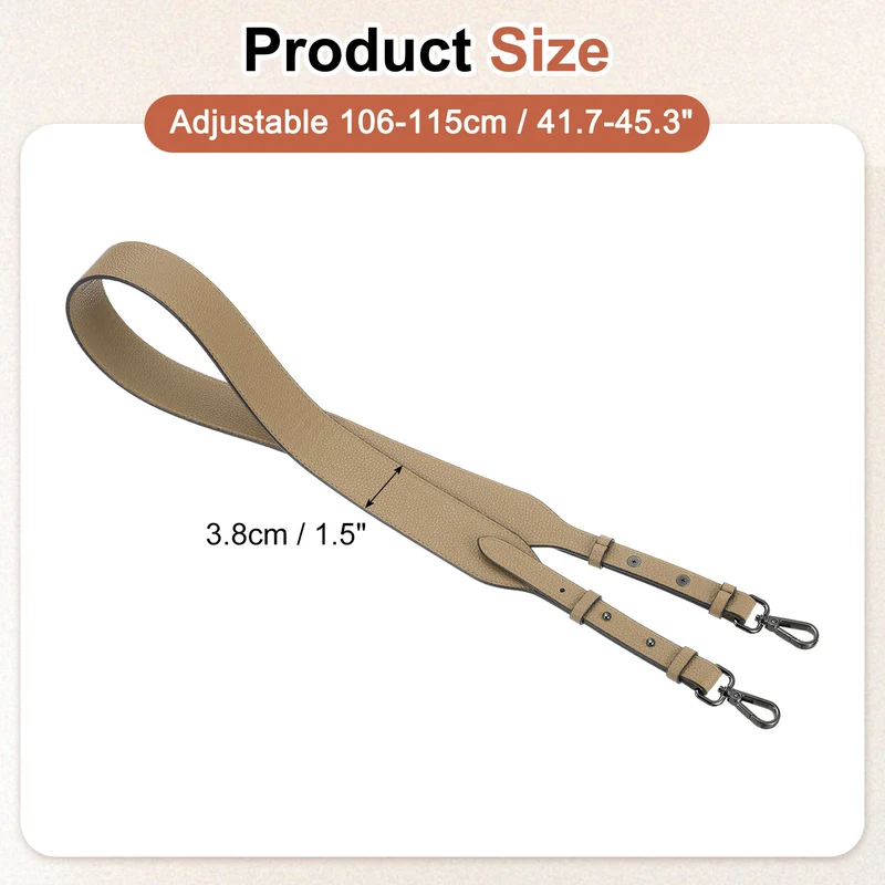 45.3" Adjustable PU Leather Purse Strap Crossbody Replacement Khaki/Black