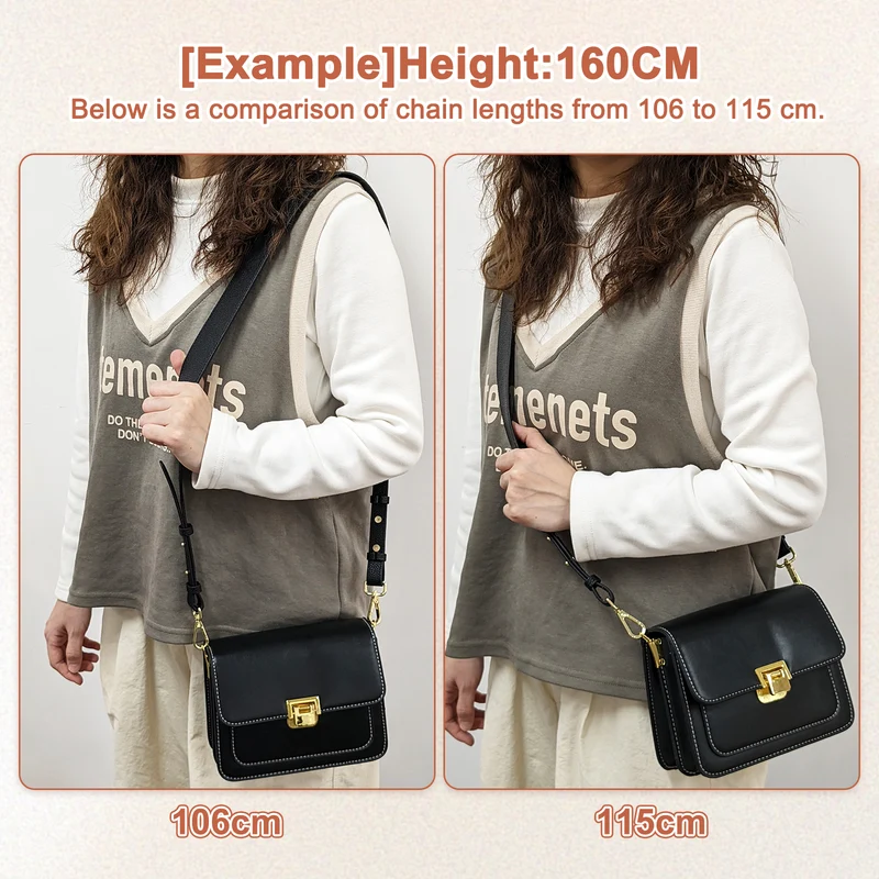 45.3" Adjustable PU Leather Purse Strap Crossbody Replacement Khaki/Black