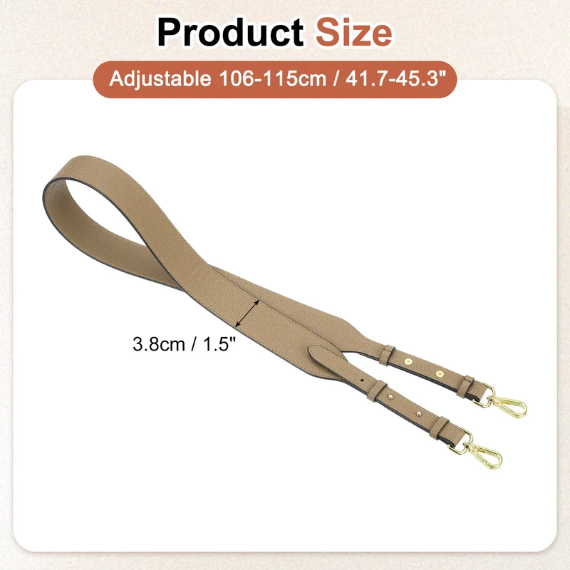 45.3" Adjustable PU Leather Purse Strap Crossbody Replacement Khaki/Gold