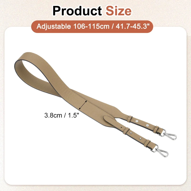 45.3" Adjustable PU Leather Purse Strap Crossbody Replacement Khaki/Silver