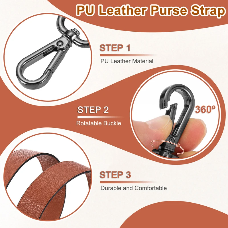 45.3" Adjustable PU Leather Purse Strap Crossbody Replacement Brown/Black