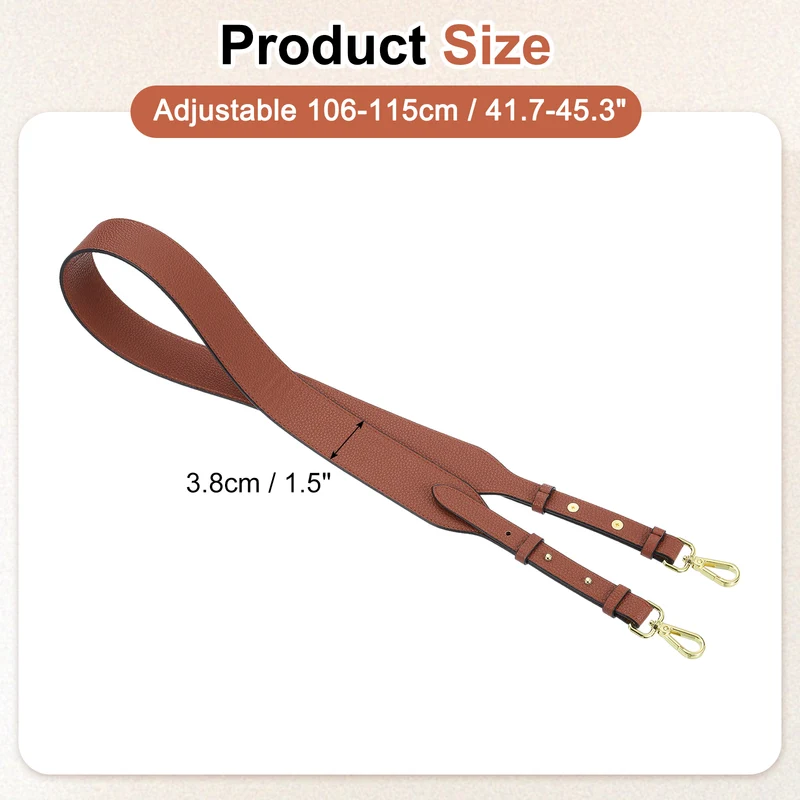 45.3" Adjustable PU Leather Purse Strap Crossbody Replacement Brown/Gold