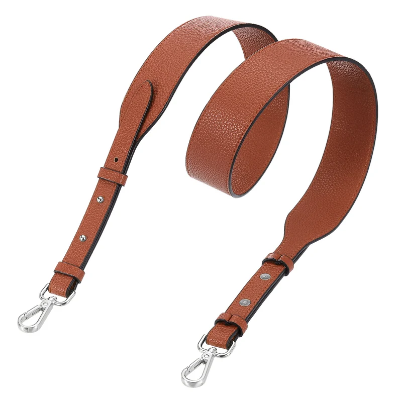 45.3" Adjustable PU Leather Purse Strap Crossbody Replacement Brown/Silver