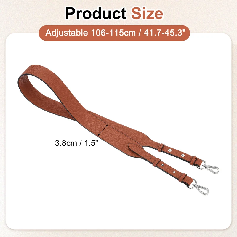 45.3" Adjustable PU Leather Purse Strap Crossbody Replacement Brown/Silver