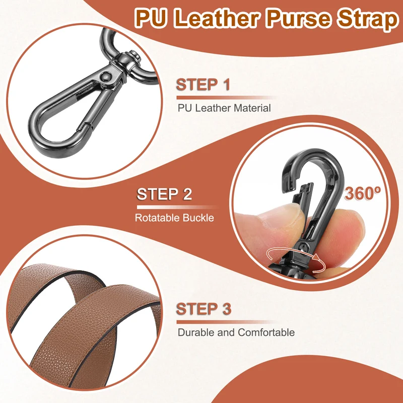 45.3" Adjustable PU Leather Purse Strap Crossbody Replacement Coffee/Black