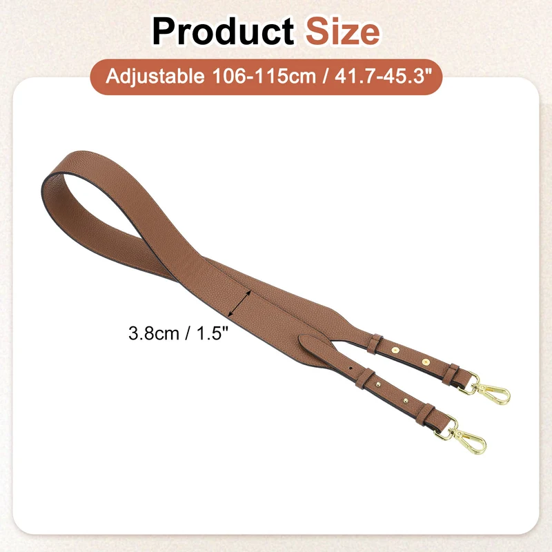 45.3" Adjustable PU Leather Purse Strap Crossbody Replacement Coffee/Gold