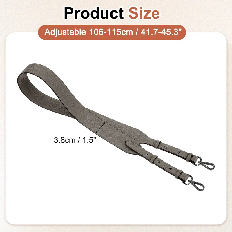 45.3" Adjustable PU Leather Purse Strap Crossbody Replacement Grey/Black