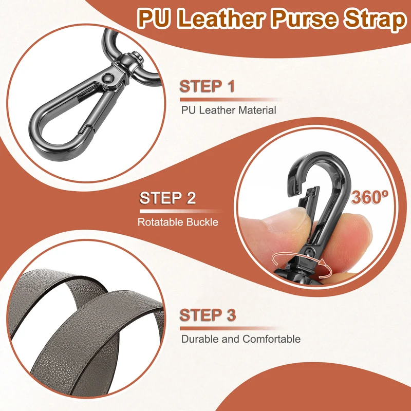 45.3" Adjustable PU Leather Purse Strap Crossbody Replacement Grey/Black