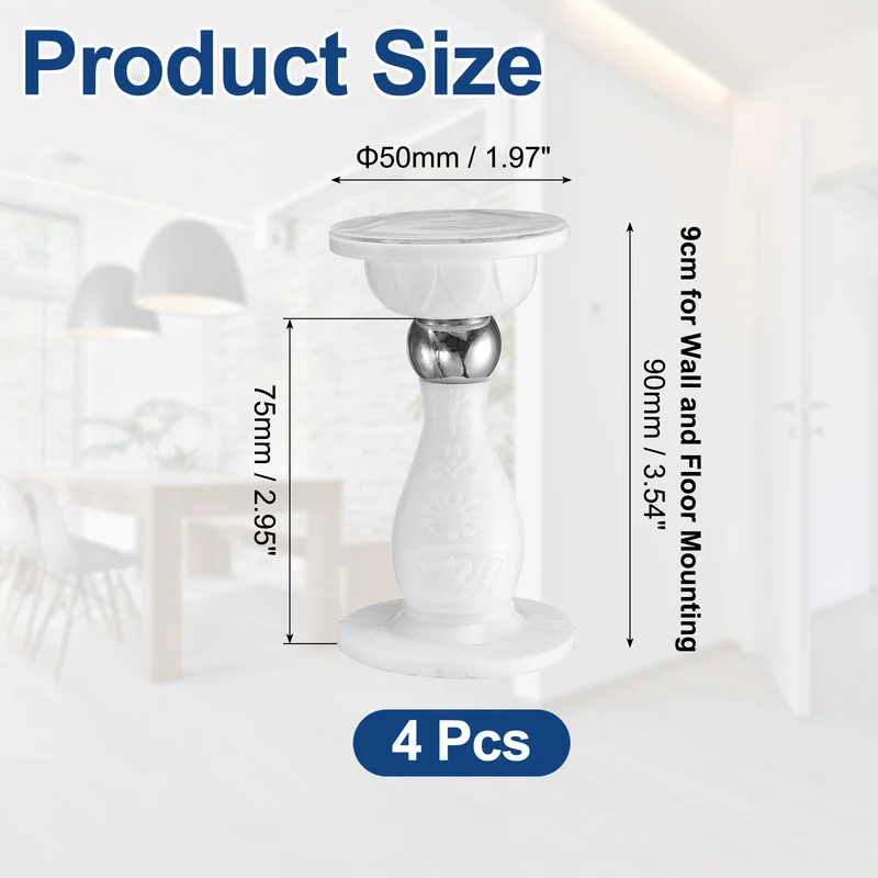 4Pcs 3.5" Magnetic Door Stoppers, Silicone Door Stop with Adhesive, White
