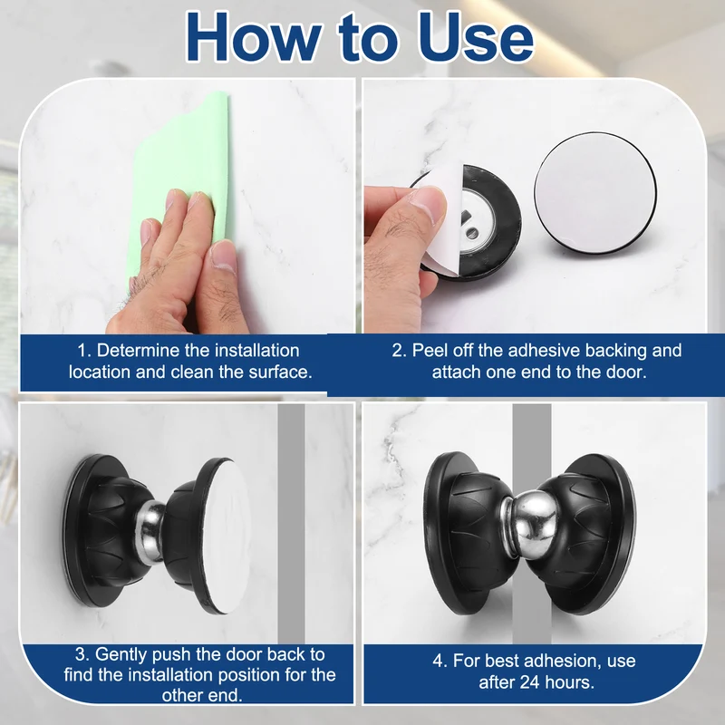4Pcs 3.5" Magnetic Door Stoppers, Silicone Door Stop with Adhesive, White