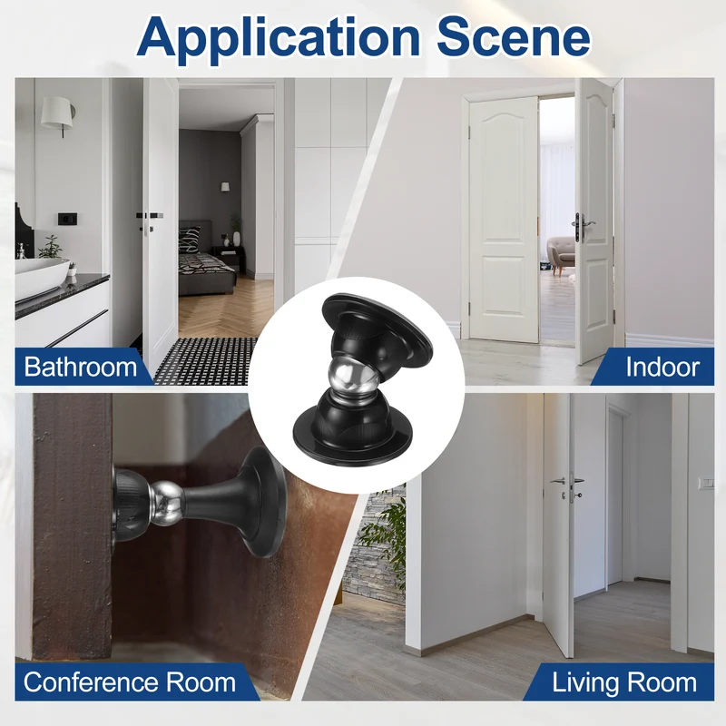 2" Magnetic Door Stoppers, Magnetic Door Catch with Adhesive, Black