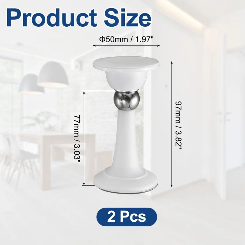 2Pcs 3.8" Magnetic Door Stoppers, Magnetic Door Catch with Adhesive, White