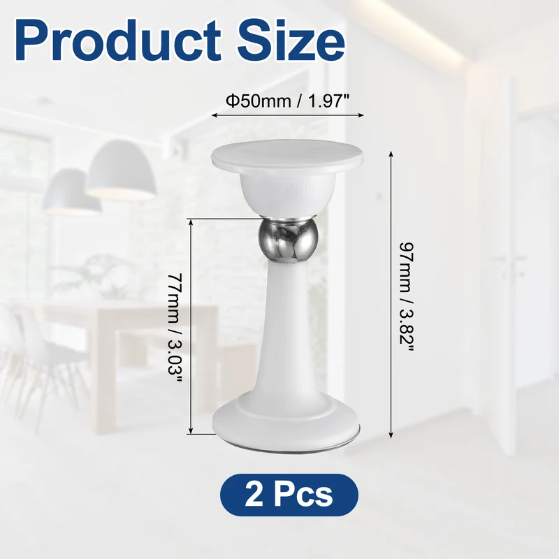 3.8" Magnetic Door Stoppers, Magnetic Door Catch with Adhesive, White