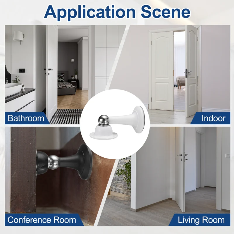 3.8" Magnetic Door Stoppers, Magnetic Door Catch with Adhesive, White