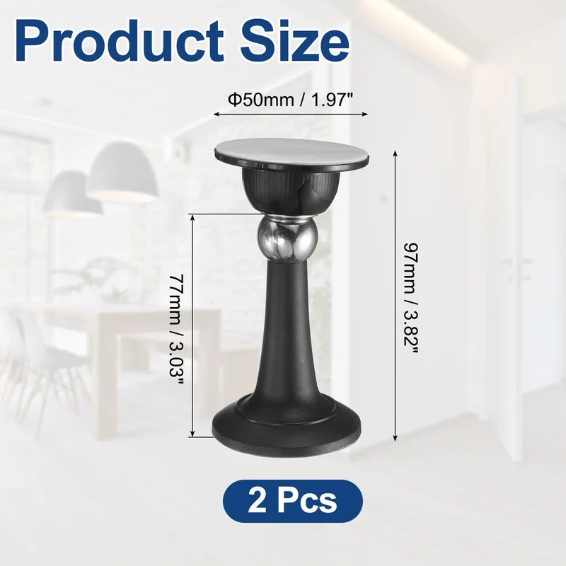 3.8" Magnetic Door Stoppers, Magnetic Door Catch with Adhesive, Black