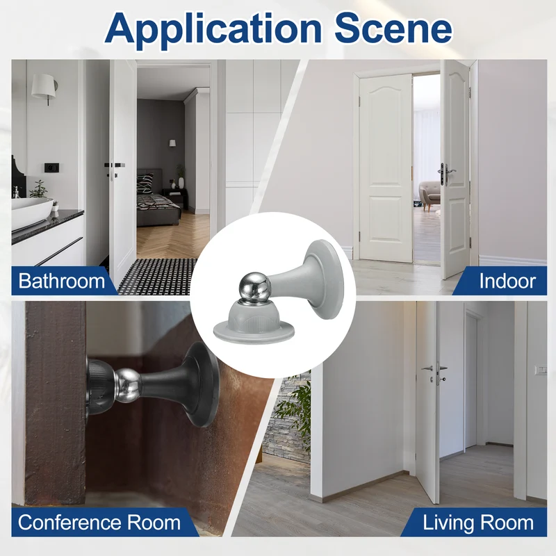 3" Magnetic Door Stoppers, Magnetic Door Catch with Adhesive, Gray
