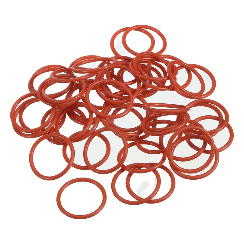 50Pcs Silicone O-Ring 25mm OD 21mm ID 2mm Width VMQ Sealing Gasket, Red