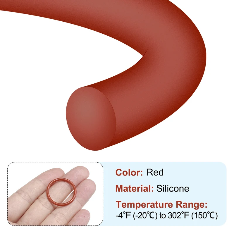 50Pcs Silicone O-Ring 24mm OD 20mm ID 2mm Width VMQ Sealing Gasket, Red