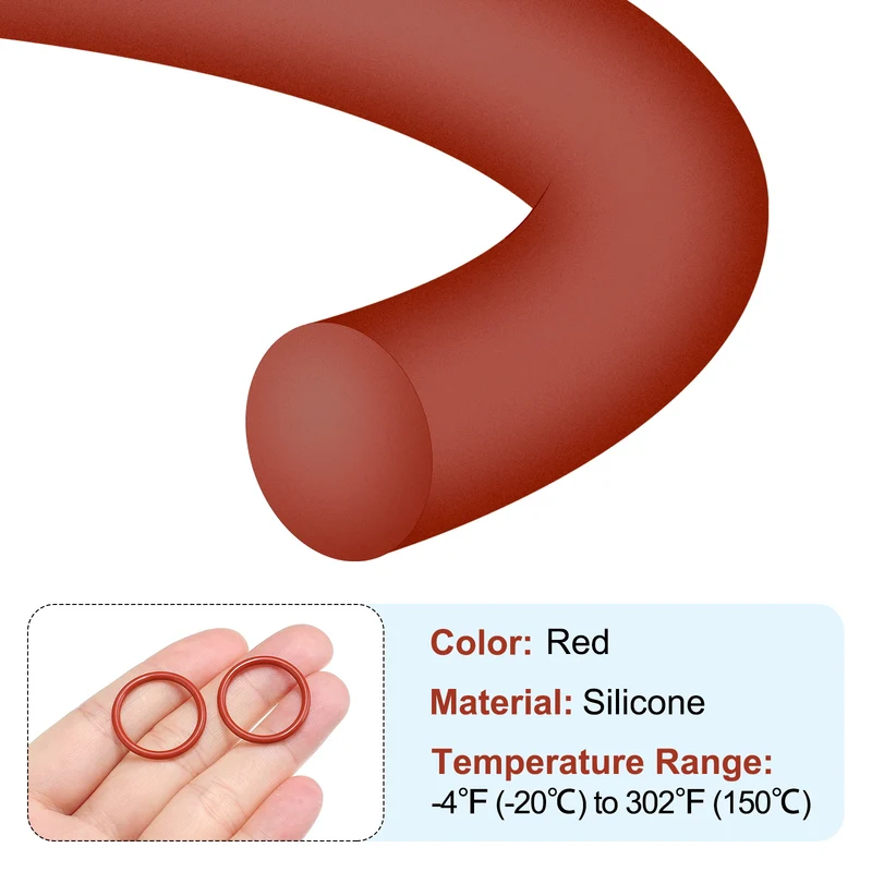 50Pcs Silicone O-Ring 22mm OD 18mm ID 2mm Width VMQ Sealing Gasket, Red