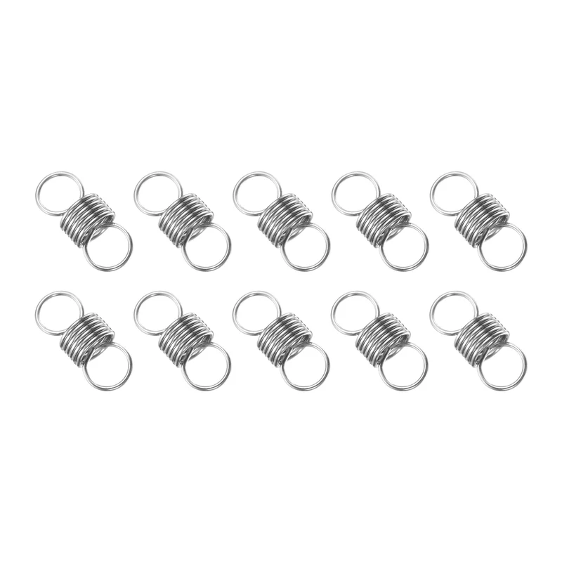 Extension Spring, 10pcs Wire Diameter 0.03", OD 0.31", Free Length 0.8", Silver